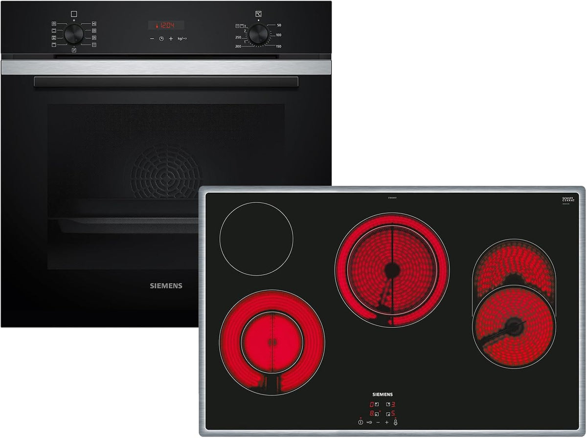 Siemens Backofen, Silber, Set PQ214KA01Z Pyrolyse Edelstahl HB273ABS3 +