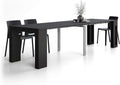 MOBILI FIVER Konsolentische, Schwarz, Evolution, ausziehbarer Konsolentisch mit Halterung für, 45(305) x90 cm, Esche