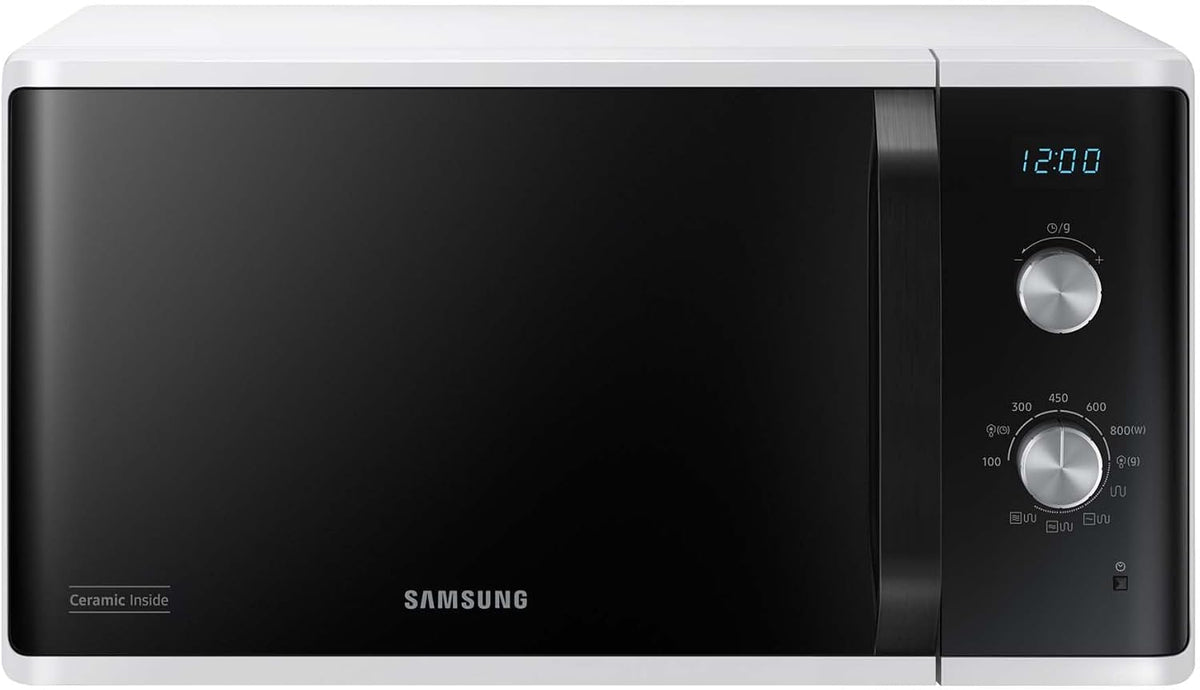 Samsung Mikrowelle, 23 Liter, 800 W, Schwarz/Weiß, MG23K3614AW/EG mit Grill / Garraum / /Großes Grillelement, Weiß