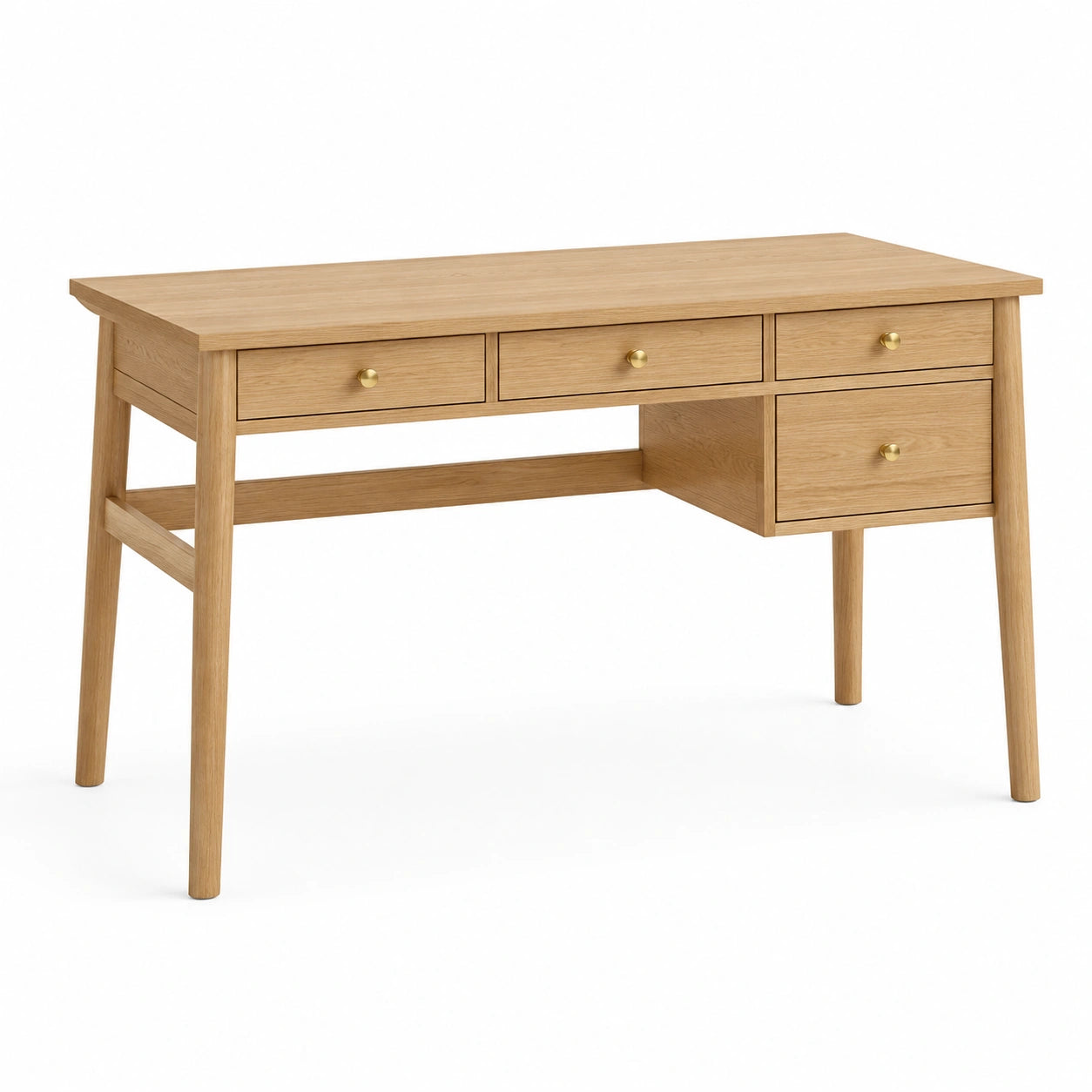 Schreibtisch in Natur und Gold mit 4 Schubladen, skandinavisches Design, 120 × 60 × 76 cm