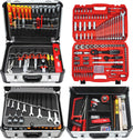 FAMEX Werkzeug-Sets, 32 mm, Silber/Schwarz/Rot, 419-43 Profi Alu Werkzeugkoffer 191-/275-teilig