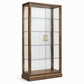 Glasvitrine in Braun/Transparent/Gold, 100 × 40 × 190 cm, mit 2 Türen und 4 Glasböden