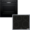 Bosch Kochfeld, 60 cm, Schwarz, Einbauherd-Set HND675LS67, Serie 6 Einbau-Herd mit Pyrolyse-Selbstreinigung
