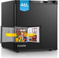 FOHERE Getränkekühlschrank, 46 L, Schwarz, Mini Kühlschrank mit Eisfach, Kühlschrank Klein, Temperaturregelung, Energiesparend