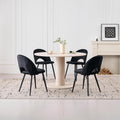 HJhomeheart Essgruppe, 115 cm, Beige/Schwarz, Esszimmer-Set: Runder Esstisch ( Durchmesser) und 4 Stühle, geeignet für Esszimmer
