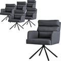 ML DESIGN modern living Esszimmerstühle, Anthrazit, ML- drehbar 6er Set, Wohnzimmerstühle mit Arm- & Rückenlehne