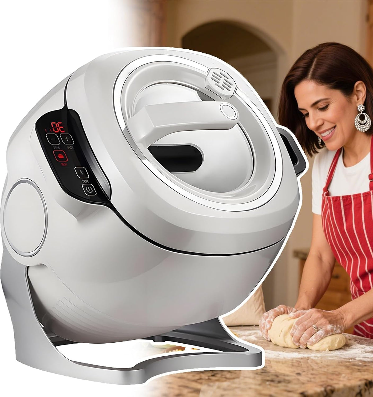 forplubossmmp Universalzerkleinerer, 1000 W, 6 L, Grau, 360° Drehbarer Wok-Roboter, Gewerbliche Küchenmaschine
