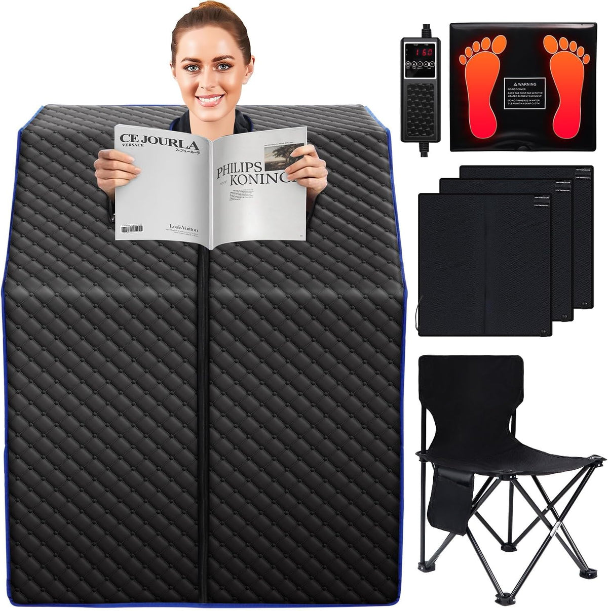 RRGFB Saunas, Schwarz, Detoxification, Carbon Crystal Heating, 9 Levels, 3.3'x2.9'x2.6'