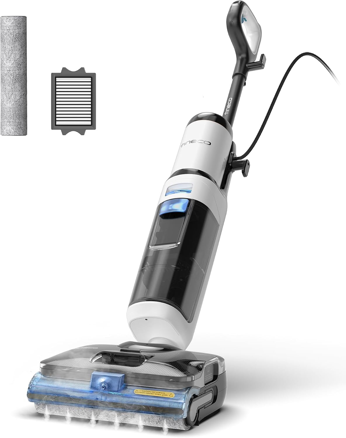 Tineco Wet-Dry Vacuums, Weiß/Schwarz, FLOOR ONE S6 Stretch Steam, BoostSteam, 320℉ High-temp Steam Cleaning, 180° Lay-Flat