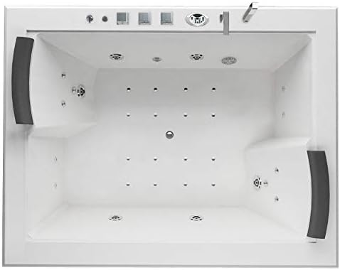 Jet-Line Whirlpool-Badewannen, Weiß/Schwarz, Whirlpool Eck Badewanne, Whirlwanne, XXL Wanne Babilon II, 2 Personen