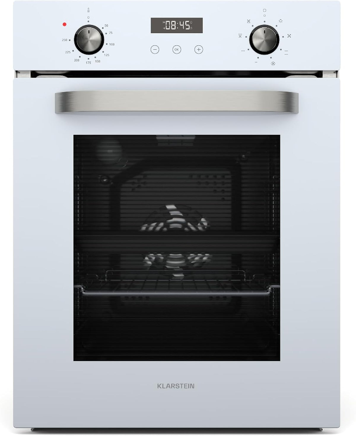 Klarstein Backofen, 45 cm, 49 L, Schwarz/Silber, SmartSlim Einbau -, 9 Funktionen, Dampfreinigung, Abnehmbare Glastür
