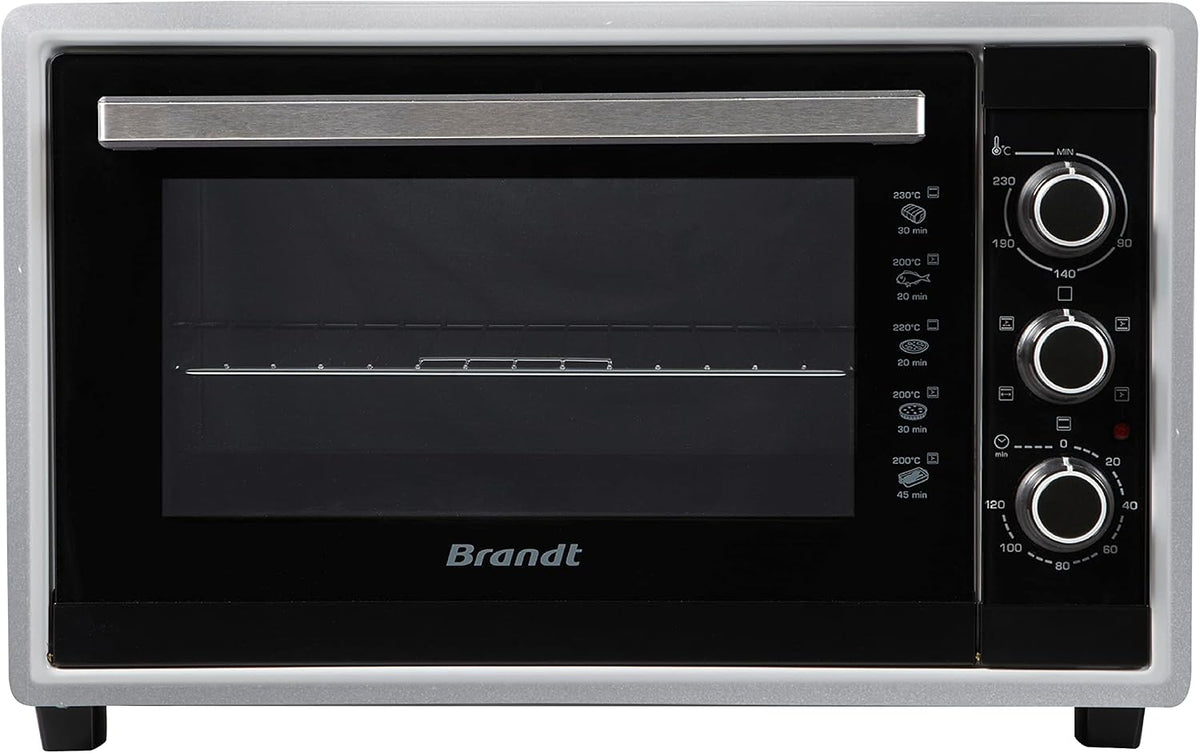 Brandt Backofen, 1800 W, 42 l, Schwarz/Silber, FC4200MS Mini-, multifunktional, 240 °C, 5 Kochpositionen, Doppelglastür