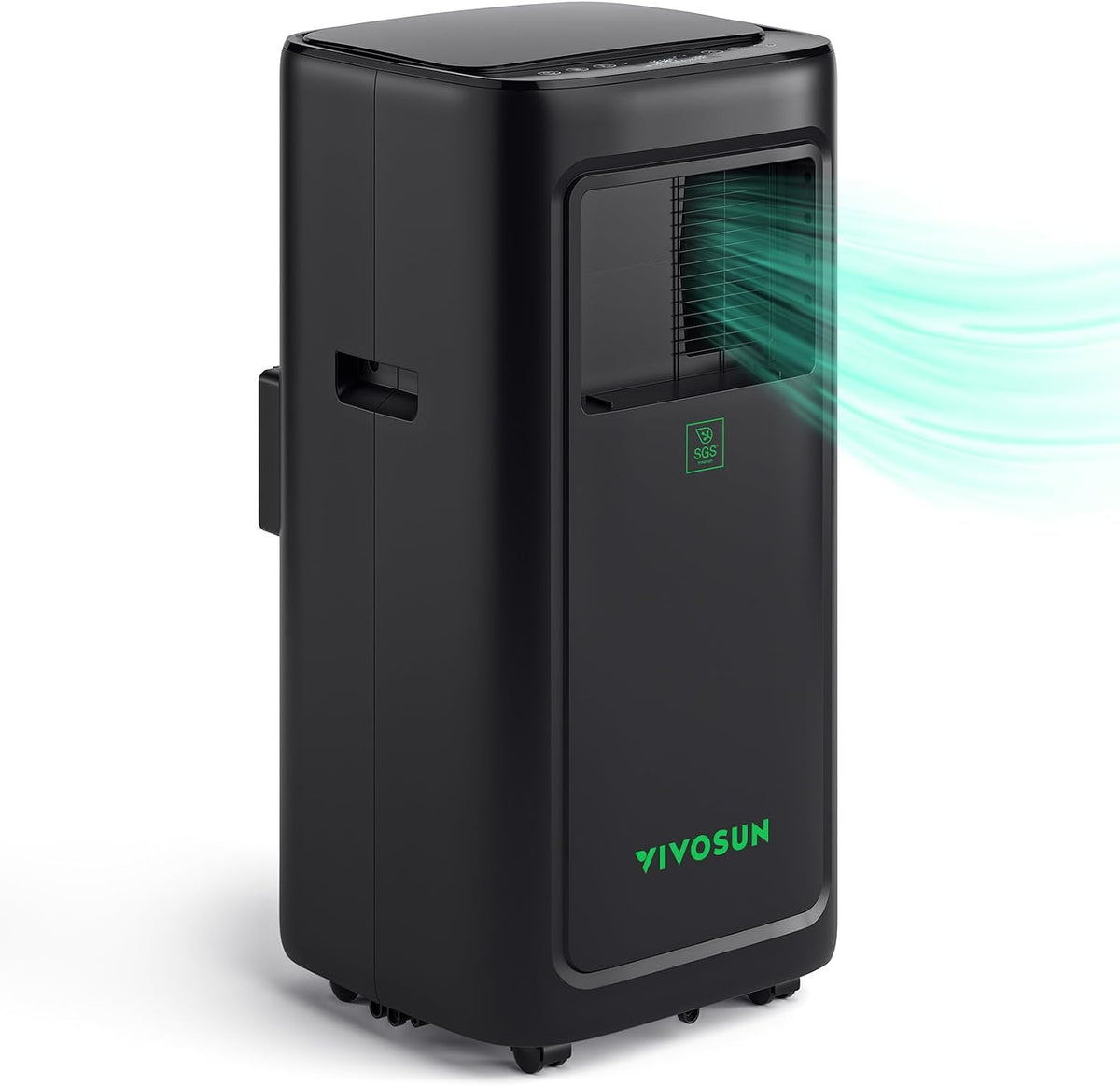 VIVOSUN Klimaanlage, Schwarz, Smart, 7000 BTU, 4-in-1 Funktion mit Temperatur- & Feuchtigkeitssensor, Intelligente Fernbedienung