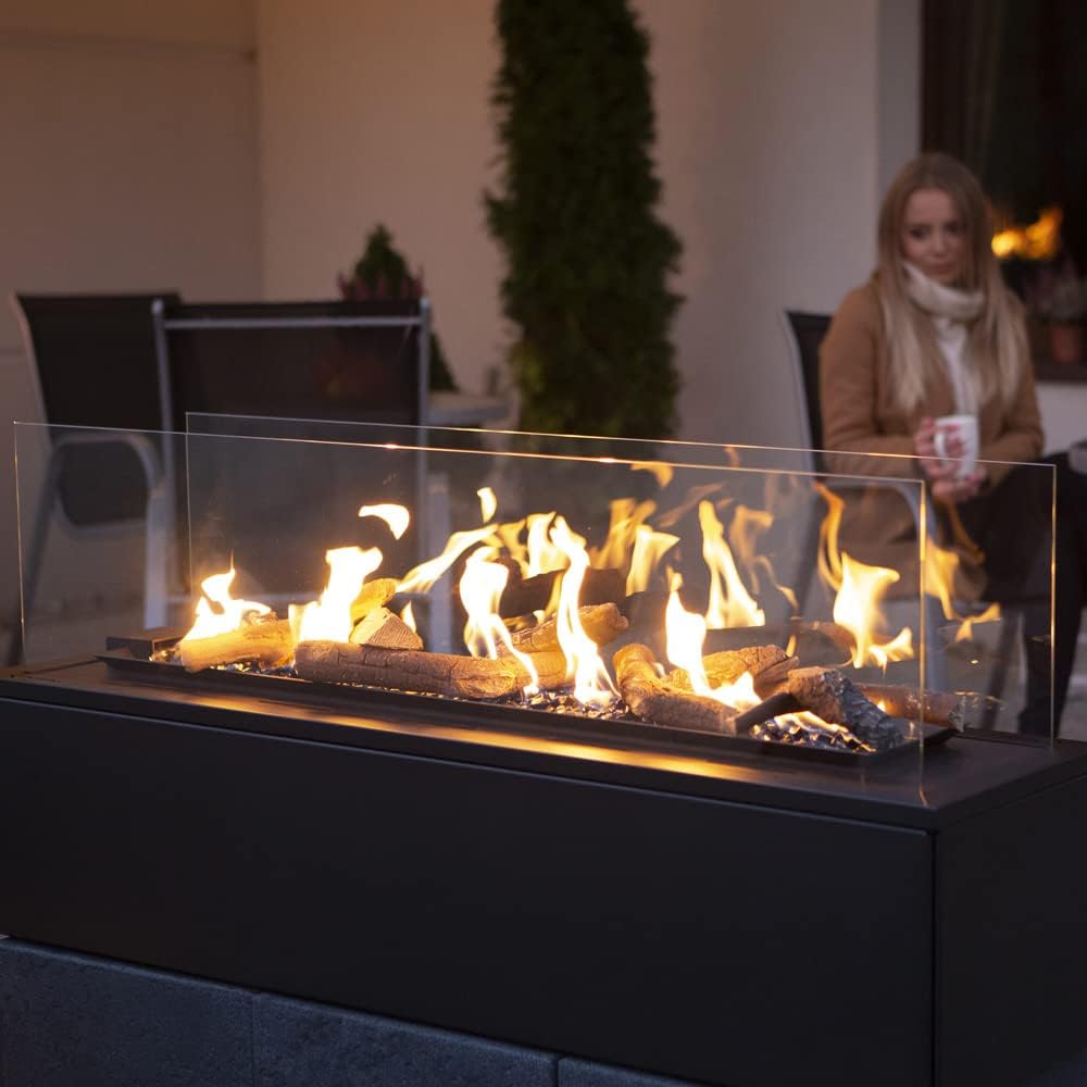 kratki Heizstrahler, 56,9x118,5 cm, 17,5 kW, Schwarz, Patio Horizontal Terrassenheizer Panoramac Stahl und Glas
