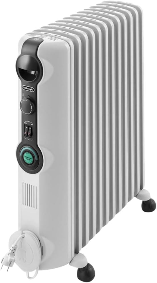 De'Longhi Elektroheizkörper, Schwarz, Radia S Heizkörper mit Komfort-Temp-Funktion 12 Elemente, und Weiß