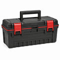 Tragbarer Werkzeugkoffer aus Kunststoff, 50 × 25 × 25 cm, Schwarz/Rot, mit Klappgriff und Doppelverschluss