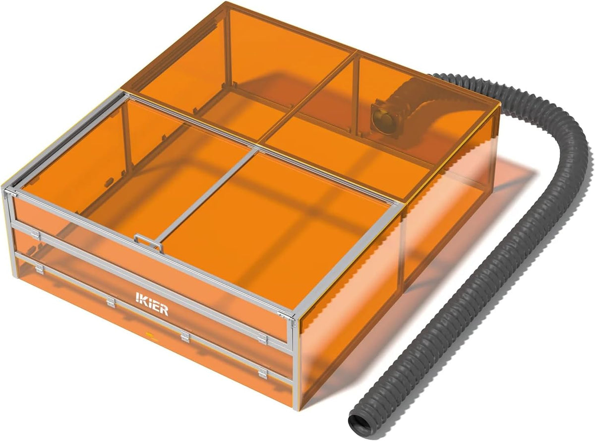 IKIER E3 Dunstabzugshaube, E3, Orange/Schwarz, Laser Enclosure für K70/K40 MAX/X70/A70 MAX, Vollständig Geschlossenes Schutzgehäuse mit 360° Sicht