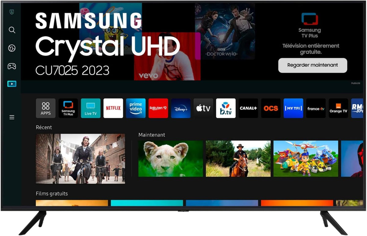 Samsung Fernseher, 55 Zoll, Schwarz, Smart TV, Crystal UHD 4K 2023 55CU7025 Smart TV mit PurColor, Crystal UHD Prozessor