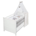 roba Bett, 70 x 140 cm, Weiß, Baby Set Jumbotwins - - Kinder mitwachsend / umbaubar -, Himmel, Matratze - Höhenverstellbar - Holz