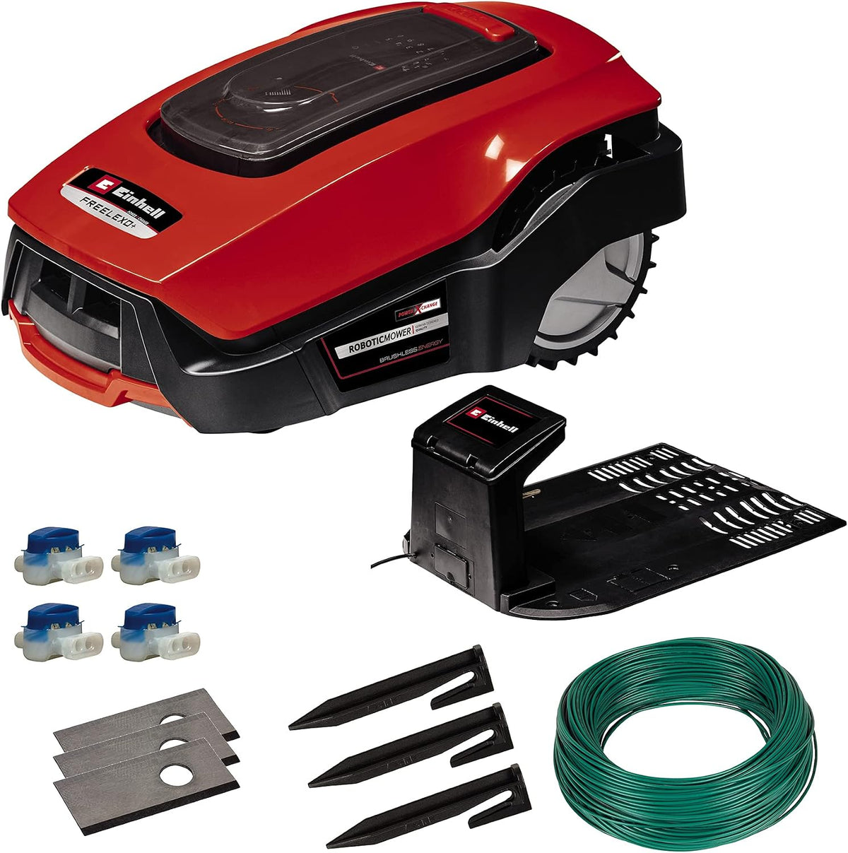 Einhell Rasenmäher, 800 m, 18 V, Rot/Schwarz, FREELEXO 800 LCD BT Solo Power X-Change (ohne Akku, Multizonenmäher