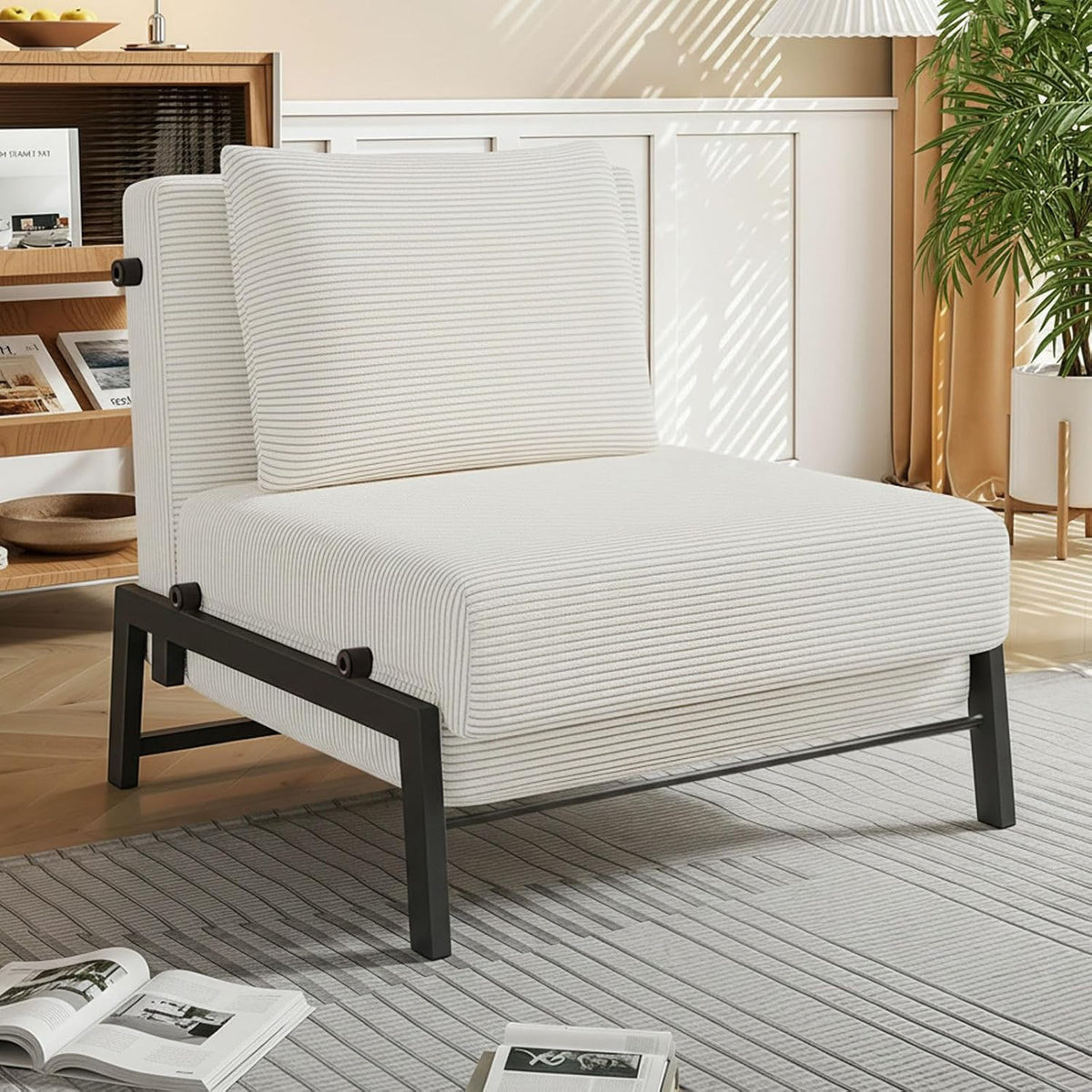 Sofa, Grau, Generisch 2 in 1 Schlafsessel, Schlaf mit Bettfunktion, Umwandelbarer Schlafstuhl mit Kissen, Cordstoff