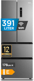 Midea Kühl-Gefrierkombination, 391 Liter, Weiß, French Door / NoFrost/Smart WiFi, Inverter & VarioBox/Energiesparend& Extrem Leise/Für Große