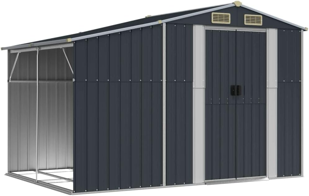 Gerätehaus Kangmusi, 277x192,5x179 cm, Verzinkter Stahl, PP (Polypropylen), Anthrazit