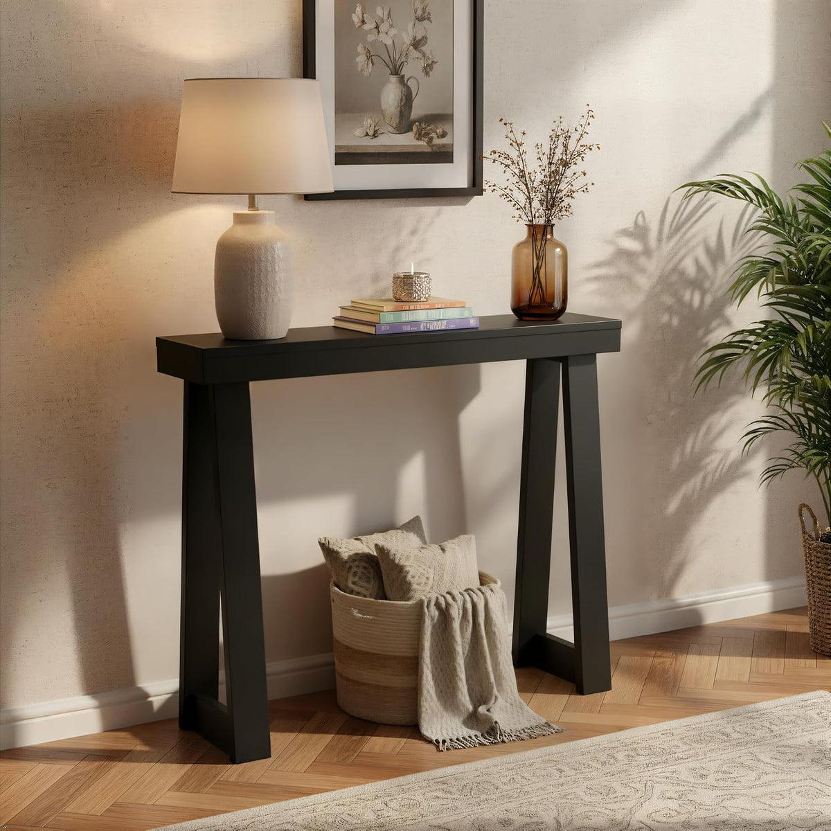 Plank+Beam Konsolentische, 91,4 cm, Schwarz, Kiefer