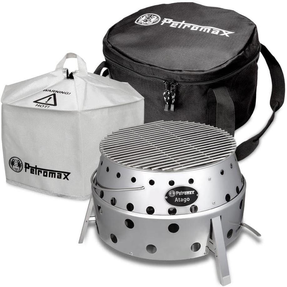 Petromax Herd, Schwarz, Atago Grill Set - 4-in-1 Ofen, Feuerschale & mit Tasche