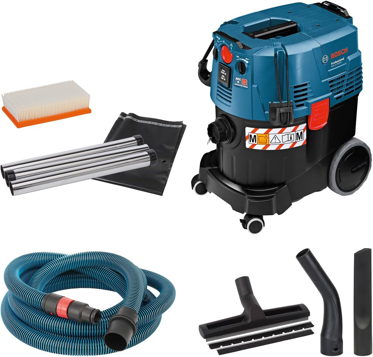 Bosch Professional Nass-Trockensauger, 35 M, 35 L, Schwarz, Nass-/Trockensauger GAS AFC (Leistung 1200 Watt, Behälter