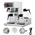 VEVOR Kaffeemaschine, Silber, kommerzielle Filter für 12 Tassen mit 3 Glaskaraffen & 3, Übergieß- aus Edelstahl für Restaurant Büro Café