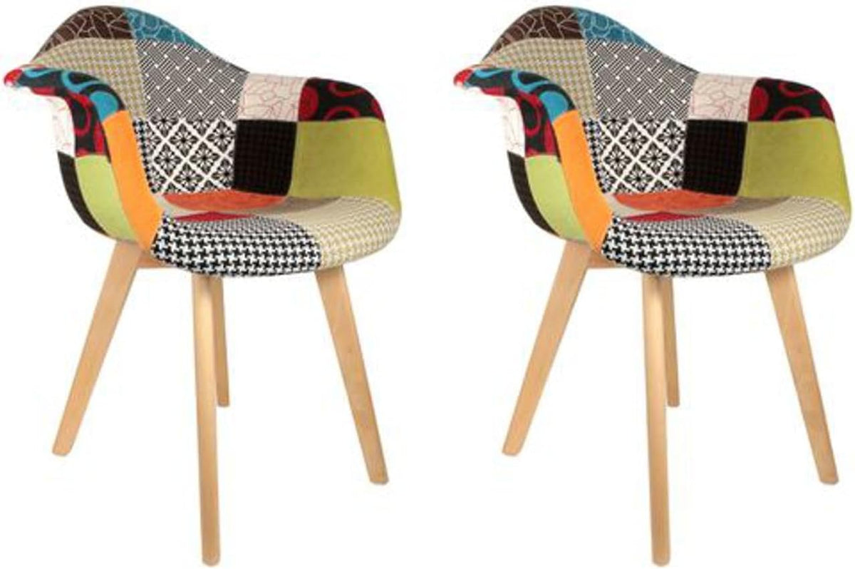 HOME DECO FACTORY Ohren- & Armlehnensessel, 62 x 60,5 x 86 cm, Mehrfarbig, The HD3096 Sessel, skandinavisch, Patchwork