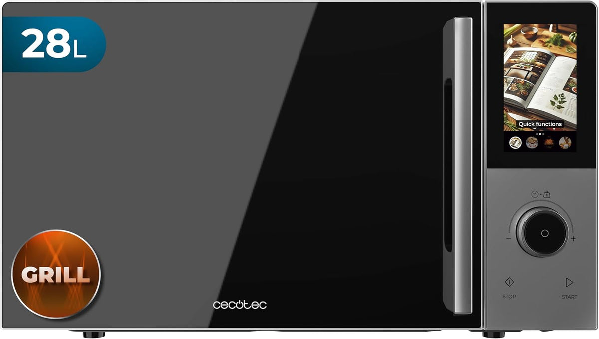 Cecotec Mikrowelle, 900 W, 28 L, Schwarz/Silber, Convection 2800 Touch, Kapazität