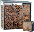 QUICK STAR Holzlager, 185 x 70 x 185 cm, 40 mm, 2,3 m, Transparent/Grau, Aluminium Kaminholzregal Außen Mit Wetterschutz Transparent