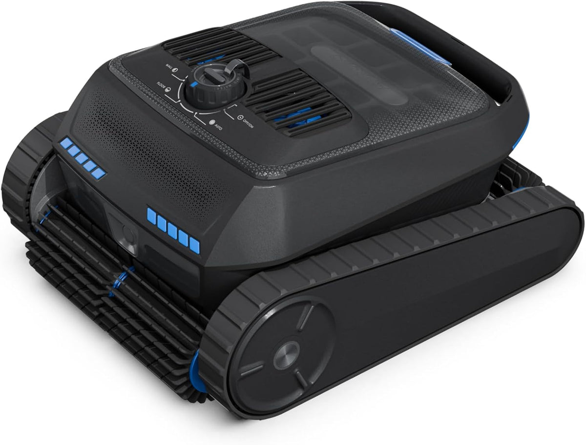 BOTLIFE Poolroboter, 4,5 cm, 300 m, Schwarz, mit Akku, intelligente Navigation, Reinigung von Poolboden, Poolwänden und Wasserlinie