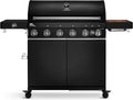 BURNHARD Kochfeld, Schwarz, Gasgrill 6-Brenner inkl. BACKBURNER, 900°C Infrarot-Keramikbrenner, Seiten, Gusseisen-Grillrost