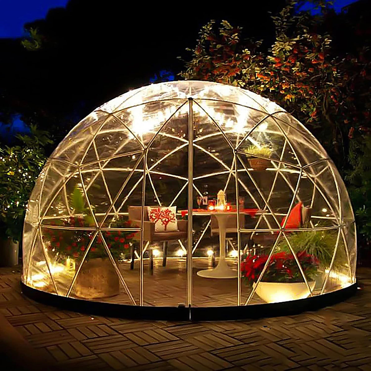 Gewächshaus, Transparent, Gartenkuppel Iglu - PVC Kuppelzelt mit em Blasen-Design, wetterfest und Sonnenschirmabdeckung