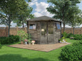 Alpholz Gerätehaus, 250 x 250 cm, 28 mm, Grau, 5-Eck Gartenhaus Sunny-B aus Holz Imprägniert