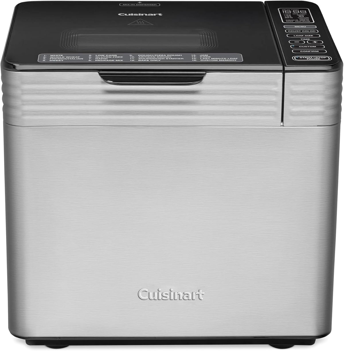 Cuisinart Brotbackautomaten, 0,9 kg, Silber, Brotbackmaschine, Edelstahl-Konvektionsbrotmaschine mit 16 Menüoptionen