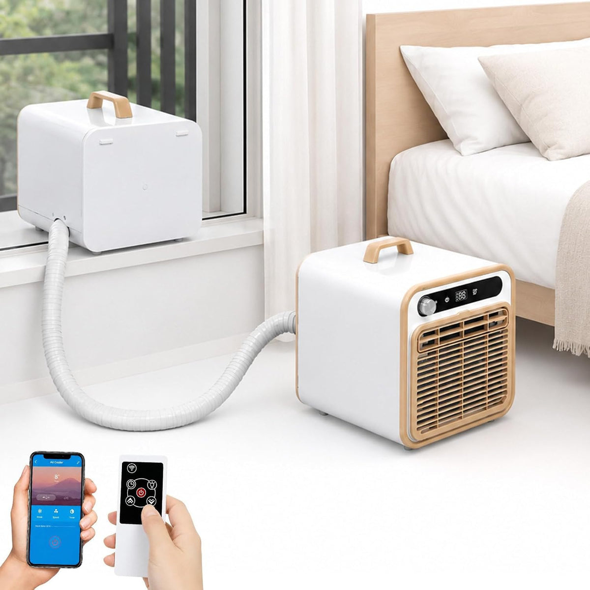Split-Klimaanlage, unter 40 Db(A), 2m, Weiß, Tragbare Split Klimaanlage, 12-Stunden-Timer für Zelte -Pipe