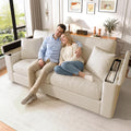 LDOKAHAUS Sofa, Schwarz, 2-Sitzer mit Stauraum-Armlehnen, Taschen und 2 Kissen