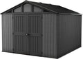 Keter Gerätehaus, 350x305x251 cm, Grau, Stronghold Gartenhaus 10x11, Kunststoff mit Holzoptik, stahlverstärkt, wetterfest