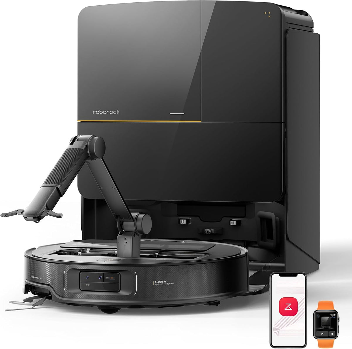roborock Saugroboter, Weiß, Saros Z70 mit Wischfunktion, OmniGrip Arm, KI-gestützt