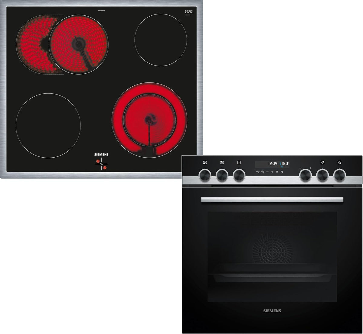 Siemens Kochfeld, 60 x 60 cm, Schwarz, iQ500 Einbauherd Set mit Elektro PQ521KB11