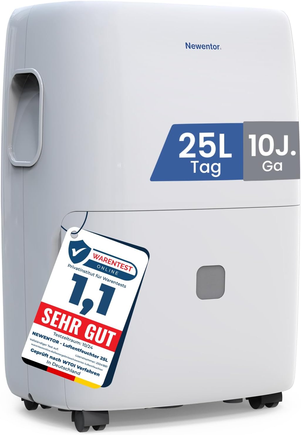 Newentor Luftentfeuchter, 215m, 25 L, 80m, Weiß, Entfeuchter elektrisch keller, Raumentfeuchter elektrisch, mit Timer