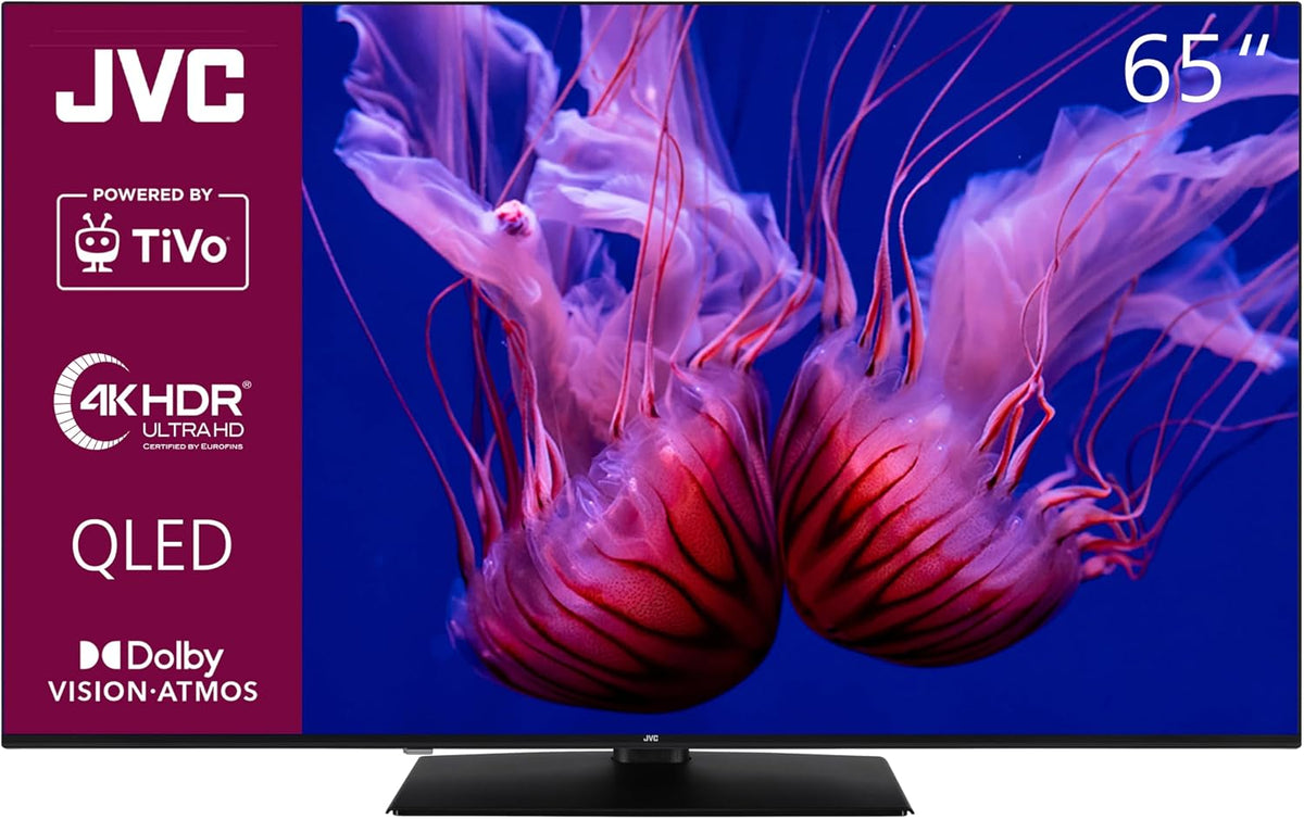 JVC Fernseher, 65 Zoll, Schwarz, Smart TV, QLED Smart TV powered by TiVo (4K UHD, HDR Dolby Vision, Dolby Atmos