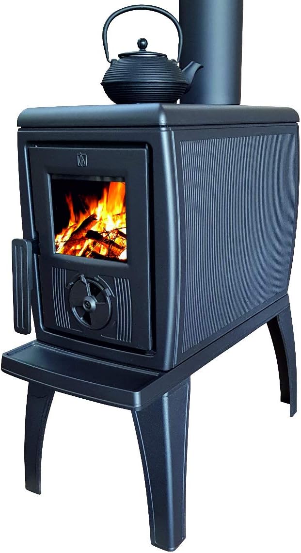 Plamen Kaminofen, 8,9 kW, Schwarz, EEK A+ Guss Trenk mit Herdplatte
