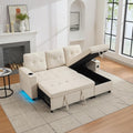 Arhatreya Sofa, Beige, 3 Sitzer L-förmiges Klapp Eck Modern Couch, 3er Sitz mit LED-Lichtleiste und Stauraum, Schlaf für Wohnzimmer