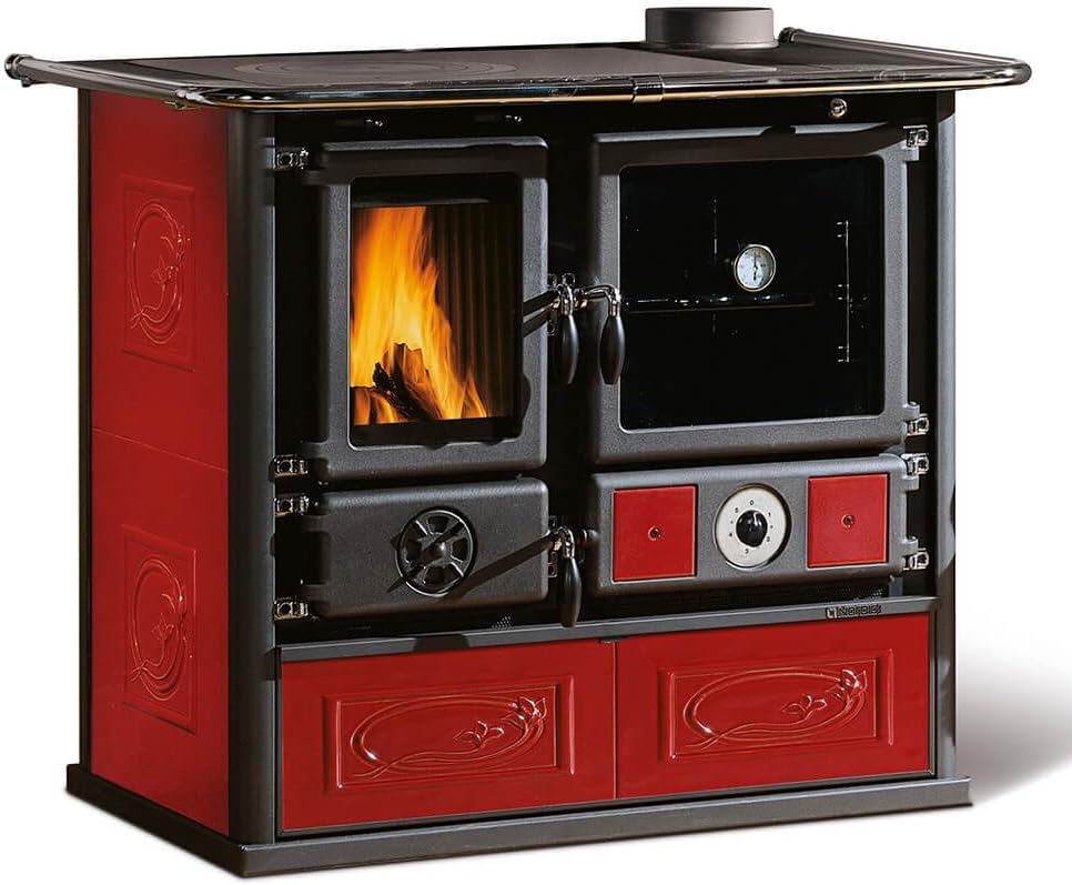 La Nordica Kaminofen, Rot/Schwarz, L7017510 Küchenofen wasserführend Termorosa DSA Liberty