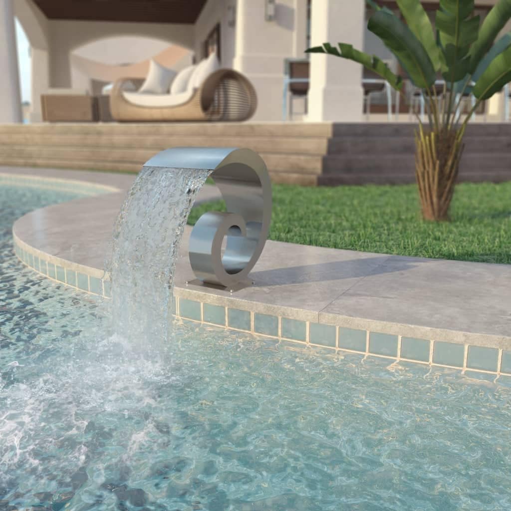 HUAKEHOM Springbrunnen, 50x30x53 cm, Edelstahl (SS 304), Silber, Pool-Wasserfall Schwalldusche Wasserschwall Schwimmbad